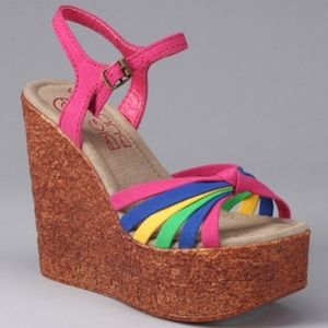 Colorful Summer Cork Wedges